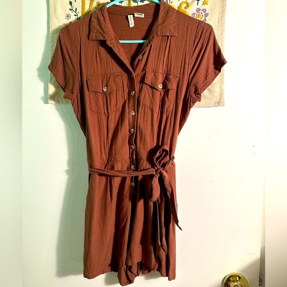 Sky and Sparrow Brown Button-up Romper